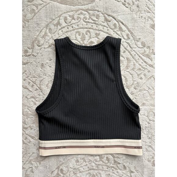 Helmut Lang Women's Rib Crop Tank Black Beige Trim Women’s XL - Picture 4 of 10